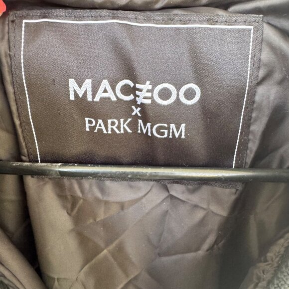 Maceoo Mens Size XL Park MGM Quilted Bomber Jacket Black Zip Closure Pockets - Picture 4 of 10